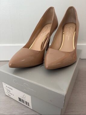 Jessica Simpson Adeni Patent Nude/Tan Pointed-Toe Pumps